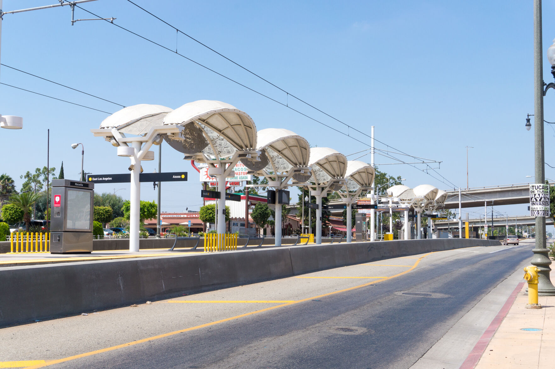 Maravilla Metro Rail tram stop in East Los Angeles.